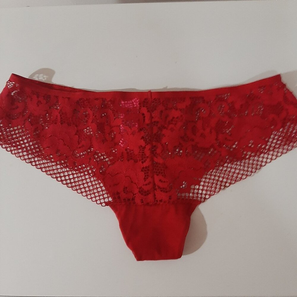 FREE WITH PURCHASE red nwot lace fishnet brazilian cheeky panties
